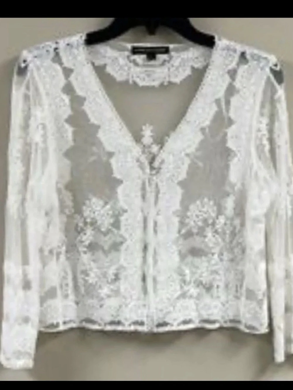 Chris McLaughlin NWT White Sheer Lace Embroidered Shrug Cardigan 3X - Picture 3 of 16